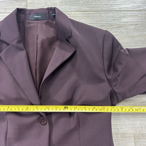Theory Size 6 Braneve Continuous Purple Wool Blend Peplum Blazer Officecore - Picture 7 of 10